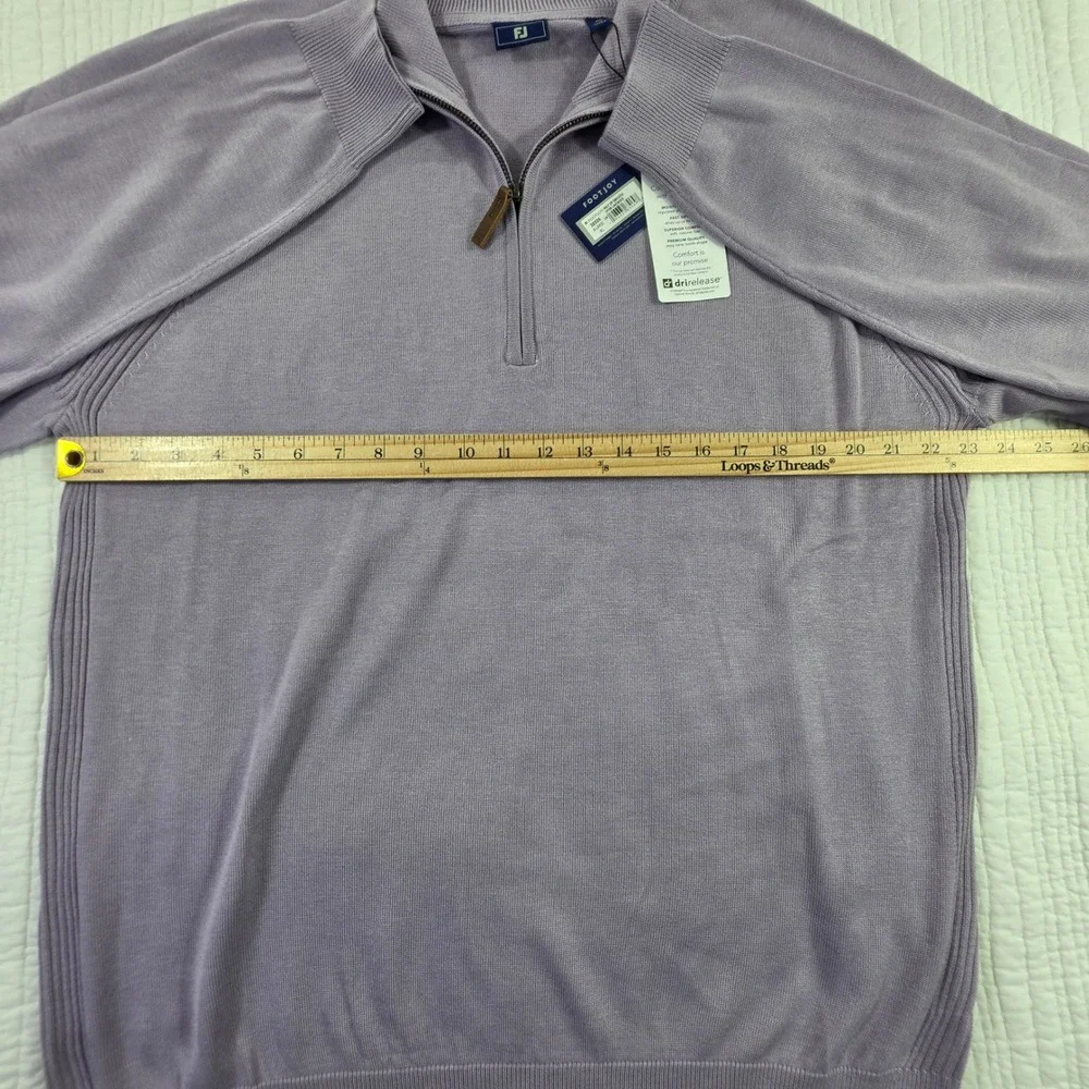 FootJoy NWT XL DriRelease Wool Half Zip Sweater Heather Lavender Golf Pullover